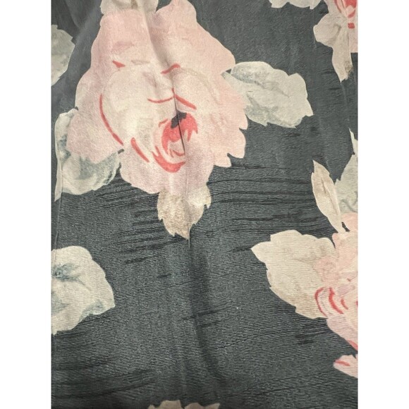 R13 Silk Smoking Robe With Piping Black Floral Leopard Print Size M Tie Belt - Picture 12 of 16